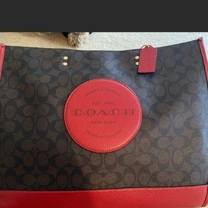 Coach tote!! Brown and dark red